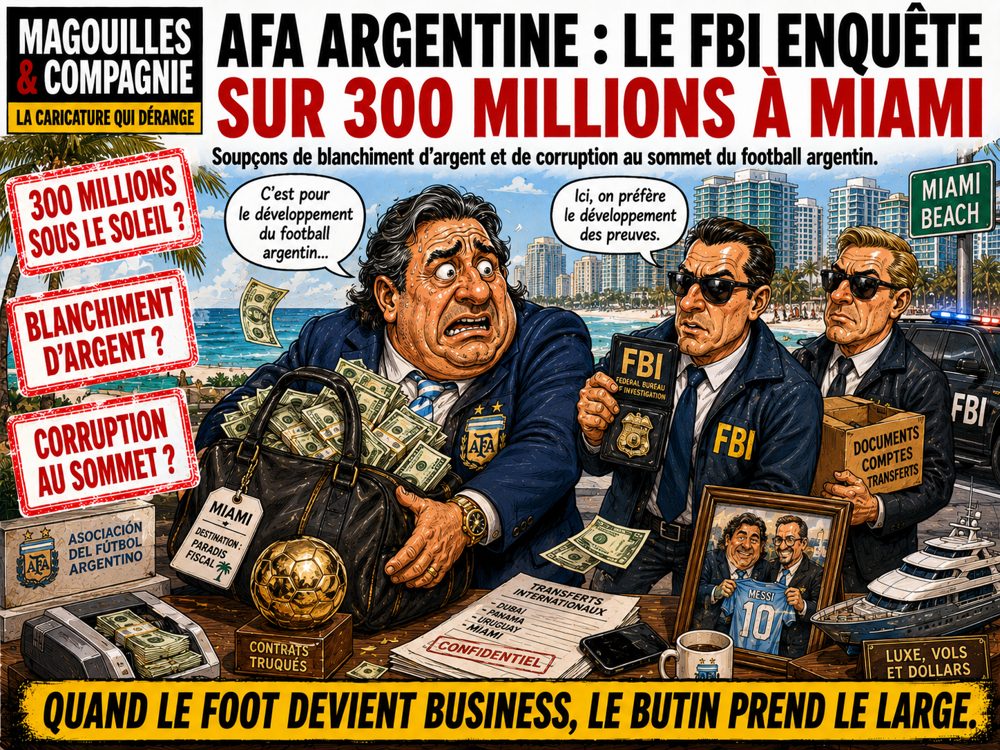 Caricature : AFA — le FBI et les 300 M$ de Miami