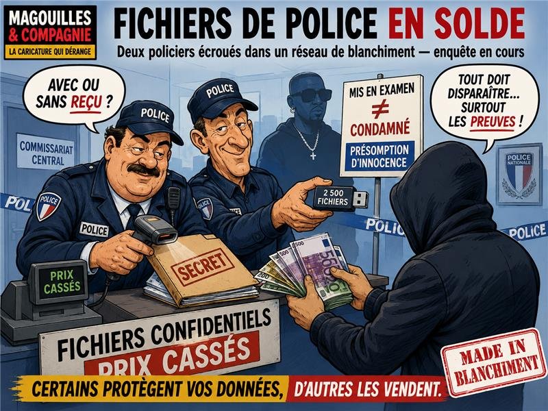Caricature Magouilles & Compagnie : Fichiers de police en solde
