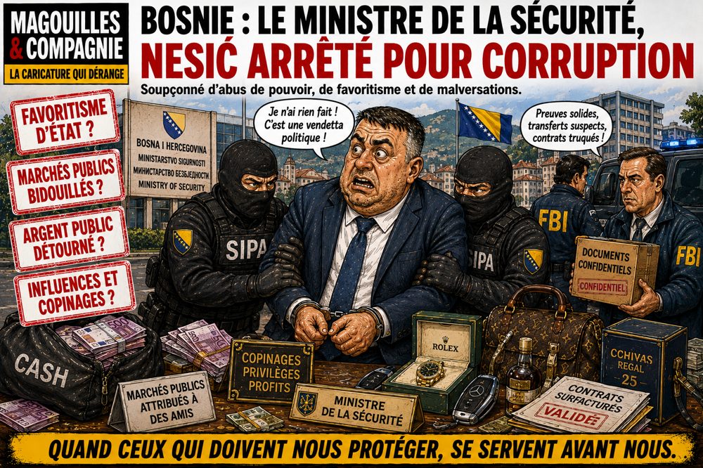 Caricature : Bosnie — le ministre de la Sécurité arrêté