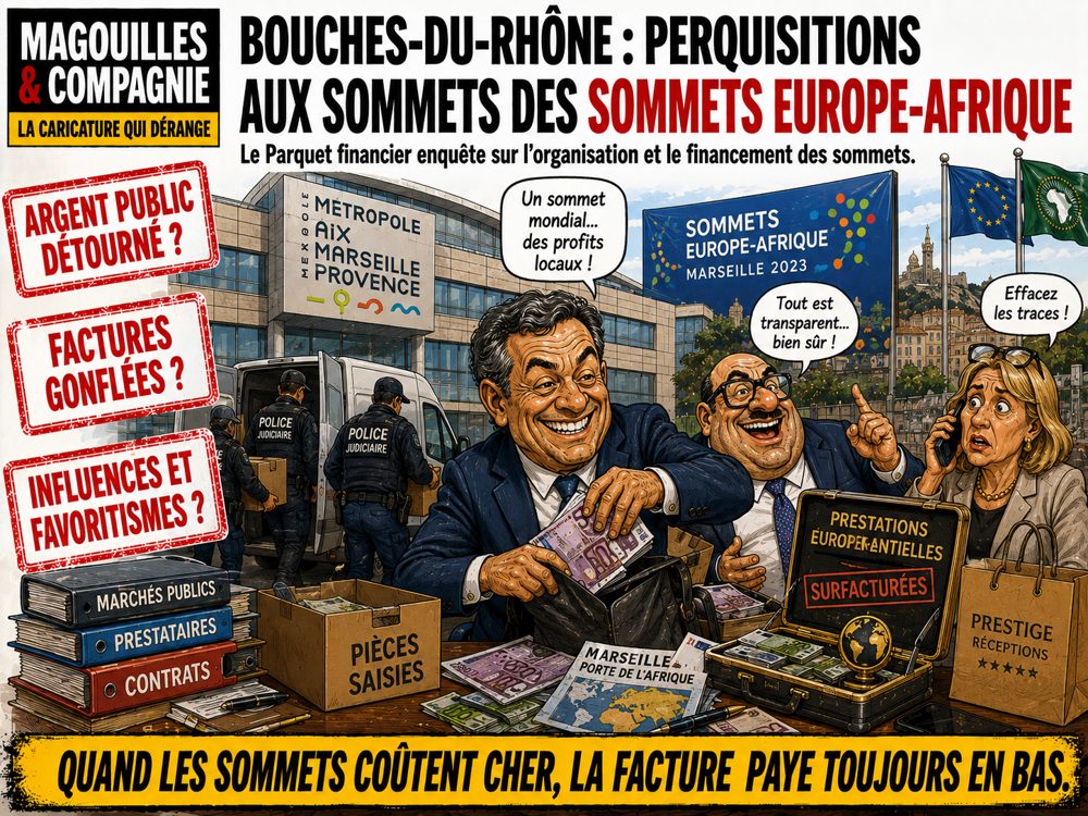 Caricature : Bouches-du-Rhône — perquisitions au sommet