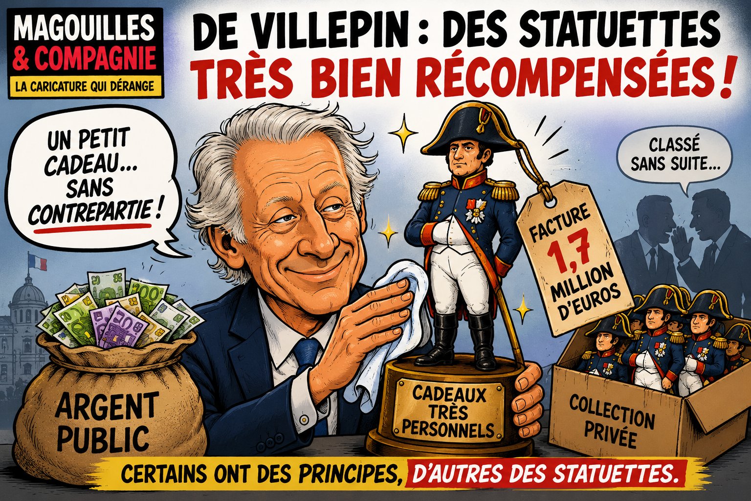Caricature Magouilles & Compagnie : Dominique de Villepin