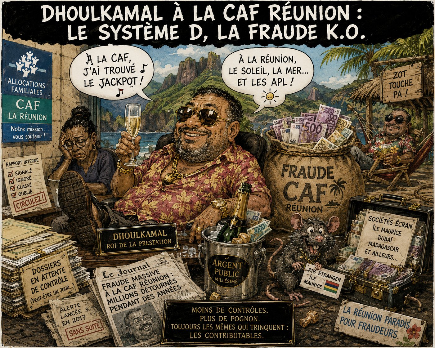 Caricature Magouilles & Compagnie : Dhoulkamal — CAF Réunion