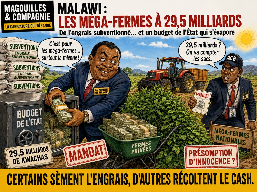 Caricature Magouilles & Compagnie : Malawi : l'ex-ministre des Finances Chithyola visé pour blanchiment