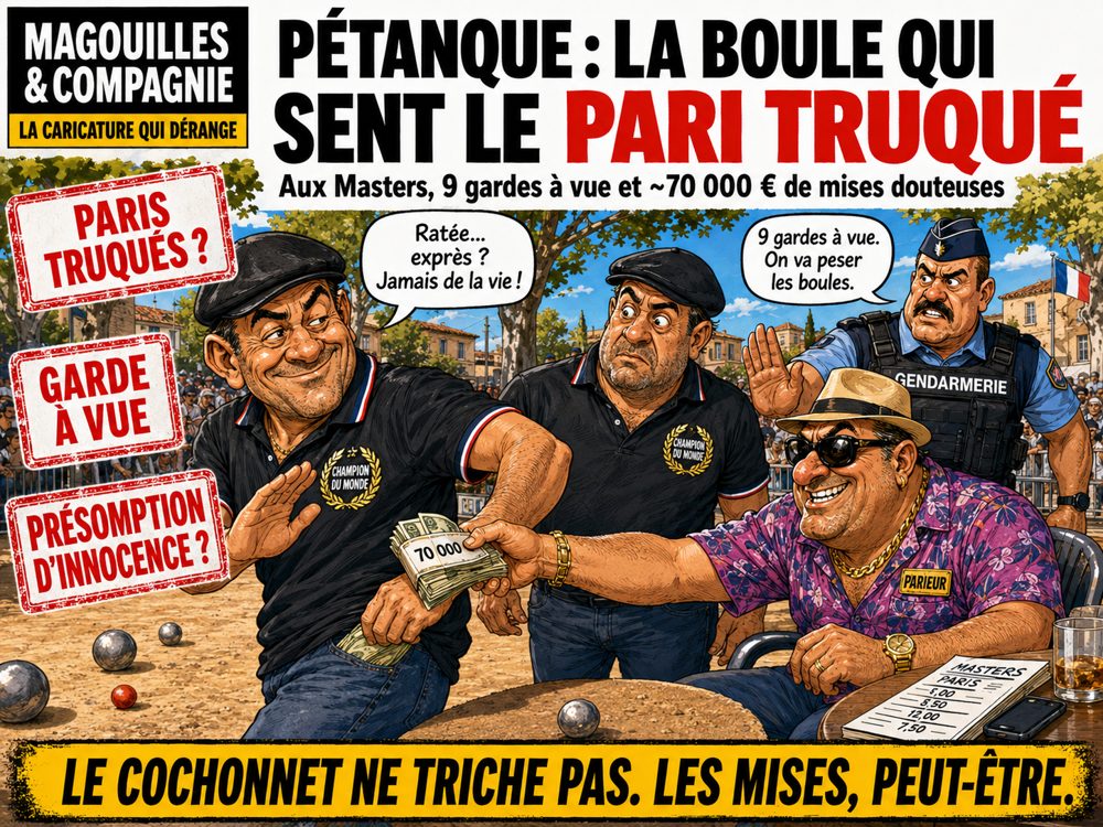 Caricature : Pétanque — paris truqués aux Masters
